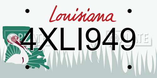 4XLI949 Louisiana License Plate