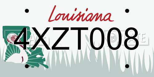 4XZT008 Louisiana License Plate
