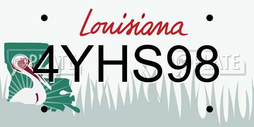 4YHS98 Louisiana License Plate