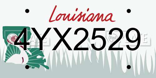 4YX2529 Louisiana License Plate