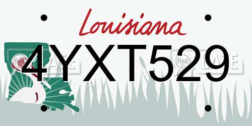 4YXT529 Louisiana License Plate