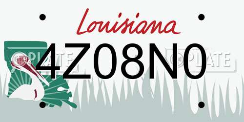 4Z08N0 Louisiana License Plate