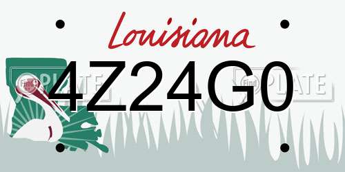 4Z24G0 Louisiana License Plate