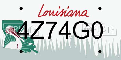 4Z74G0 Louisiana License Plate
