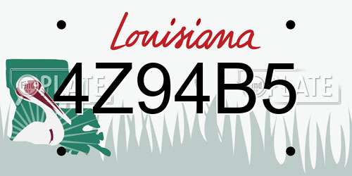 4Z94B5 Louisiana License Plate