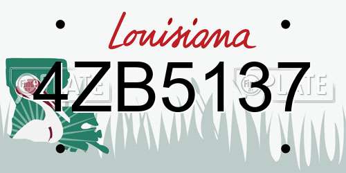 4ZB5137 Louisiana License Plate