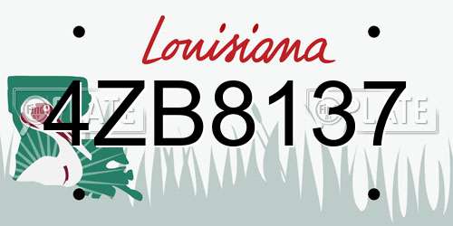 4ZB8137 Louisiana License Plate