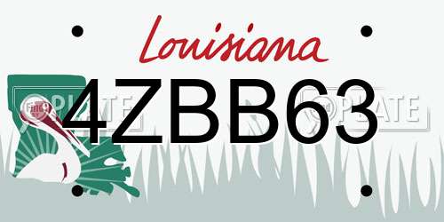 4ZBB63 Louisiana License Plate