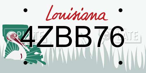 4ZBB76 Louisiana License Plate