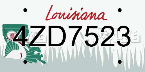 4ZD7523 Louisiana License Plate