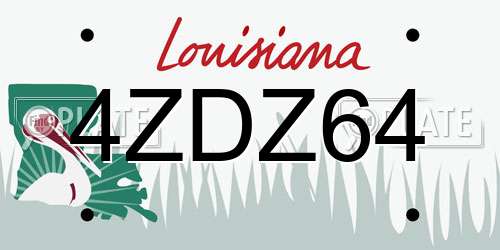 4ZDZ64 Louisiana License Plate