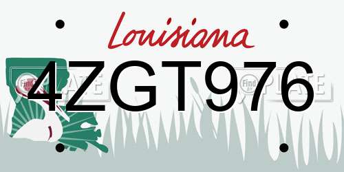 4ZGT976 Louisiana License Plate