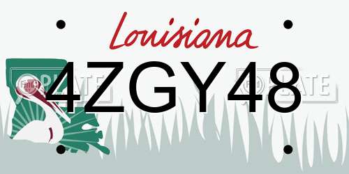 4ZGY48 Louisiana License Plate