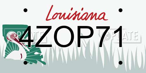 4ZOP71 Louisiana License Plate