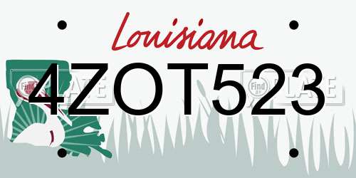 4ZOT523 Louisiana License Plate