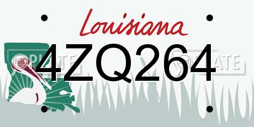 4ZQ264 Louisiana License Plate