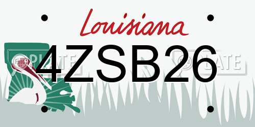 4ZSB26 Louisiana License Plate