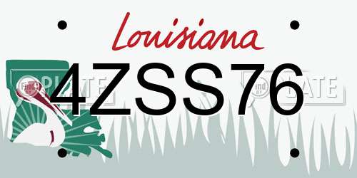 4ZSS76 Louisiana License Plate