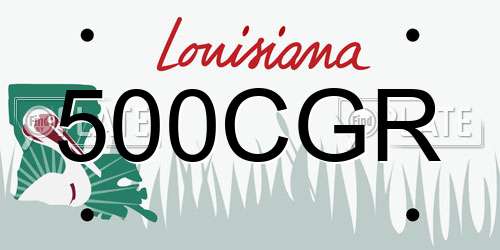 500CGR Louisiana License Plate