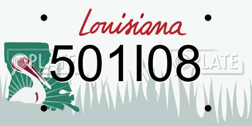 501I08 Louisiana License Plate
