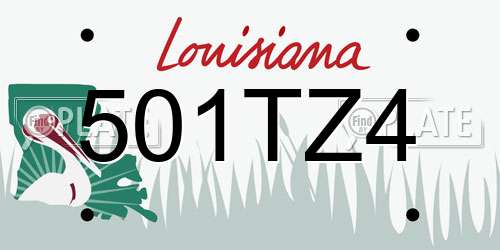 501TZ4 Louisiana License Plate