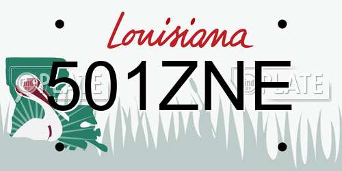 501ZNE Louisiana License Plate