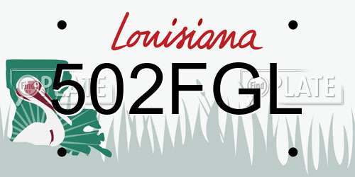 502FGL Louisiana License Plate