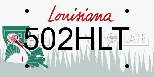502HLT Louisiana License Plate