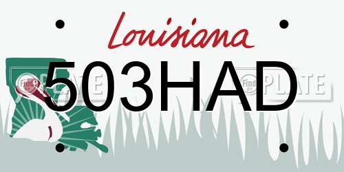503HAD Louisiana License Plate
