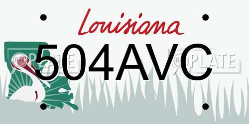504AVC Louisiana License Plate