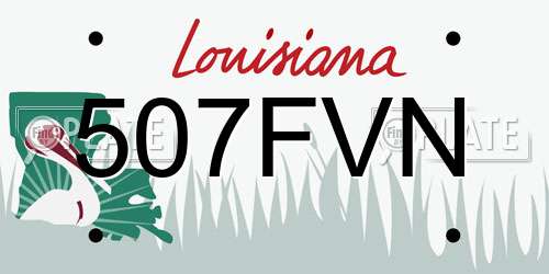 507FVN Louisiana License Plate