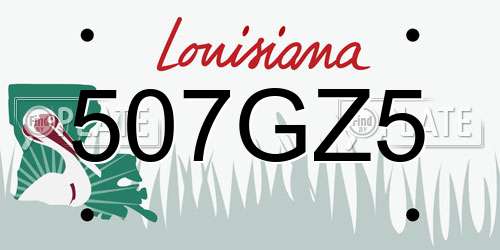 507GZ5 Louisiana License Plate