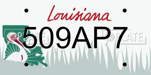 509AP7 Louisiana License Plate
