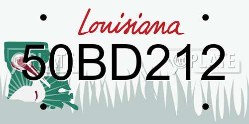 50BD212 Louisiana License Plate