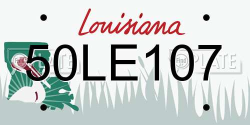 50LE107 Louisiana License Plate