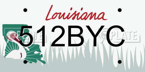 512BYC Louisiana License Plate
