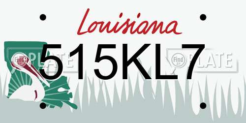 515KL7 Louisiana License Plate