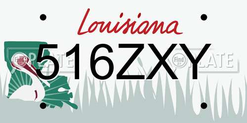 516ZXY Louisiana License Plate