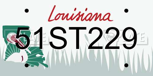 51ST229 Louisiana License Plate