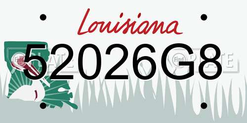 52026G8 Louisiana License Plate
