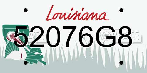52076G8 Louisiana License Plate