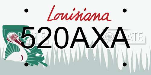 520AXA Louisiana License Plate