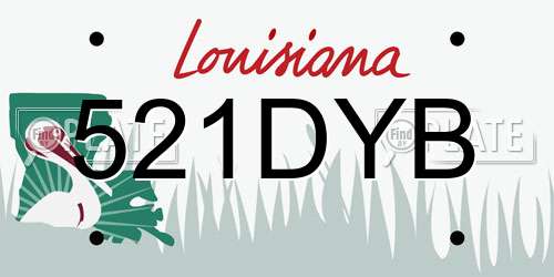 521DYB Louisiana License Plate