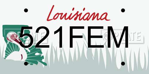 521FEM Louisiana License Plate