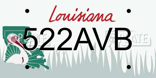 522AVB Louisiana License Plate
