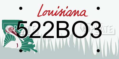 522BO3 Louisiana License Plate