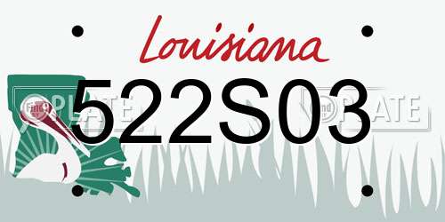 522S03 Louisiana License Plate