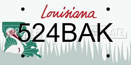 524BAK Louisiana License Plate
