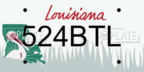 524BTL Louisiana License Plate