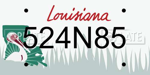 524N85 Louisiana License Plate
